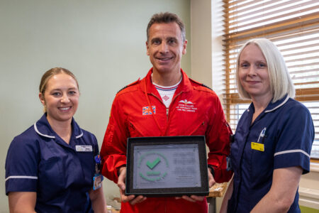 Unit Manager Georgina Foster, Wing Commander Collins and Unit Manager Jenny Thompson.