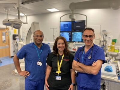 Consultant Cardiologist Dinal Taleyratne, Lead Resuscitation Practitioner Monique Loveday and Consultant Cardiologist David O’Brien at the Lincolnshire Heart Centre.