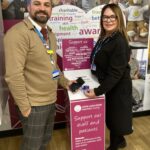 Charity Manager Ben Petts and Dawn Canner, who is a hospital receptionist, with one of the donation points