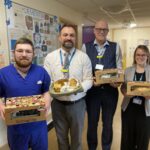 Pictured with some of the pets are Dementia Practitioner Alex Sneade, Charity Manager Ben Petts, Group Director of Safeguarding and Patient Experience Craig Ferris and Safeguarding and Vulnerabilities Nurse Specialist for Dementia Zoe Chapman